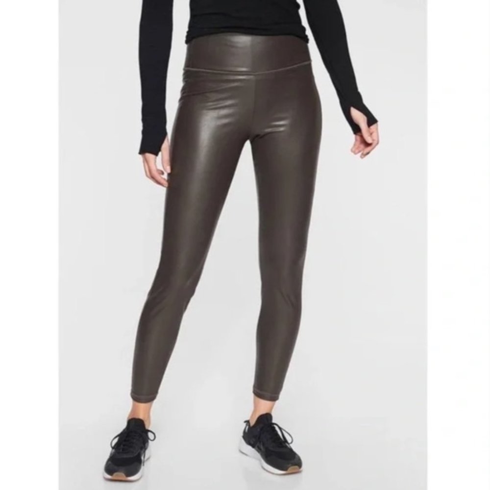 Athleta All Over Gleam Faux Leather Leggings Size SP